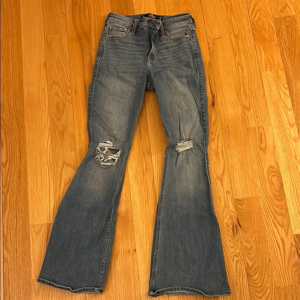Hollister Blue Distressed Flare Jeans
